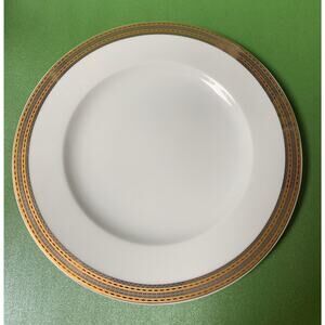 Vintage Karolina Salad Plates (2 pcs): Gold Platinum Band Porcelain